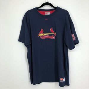 Nike Vtg Mens St Louis Cardinals MLB Short Sleeve Shirt Navy Blue Embroidery XL